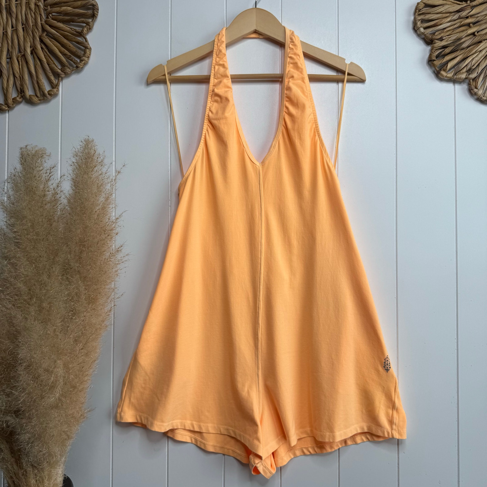 Free People romper playsuit halter jumpsuit one piece onesie Movement cotton XS