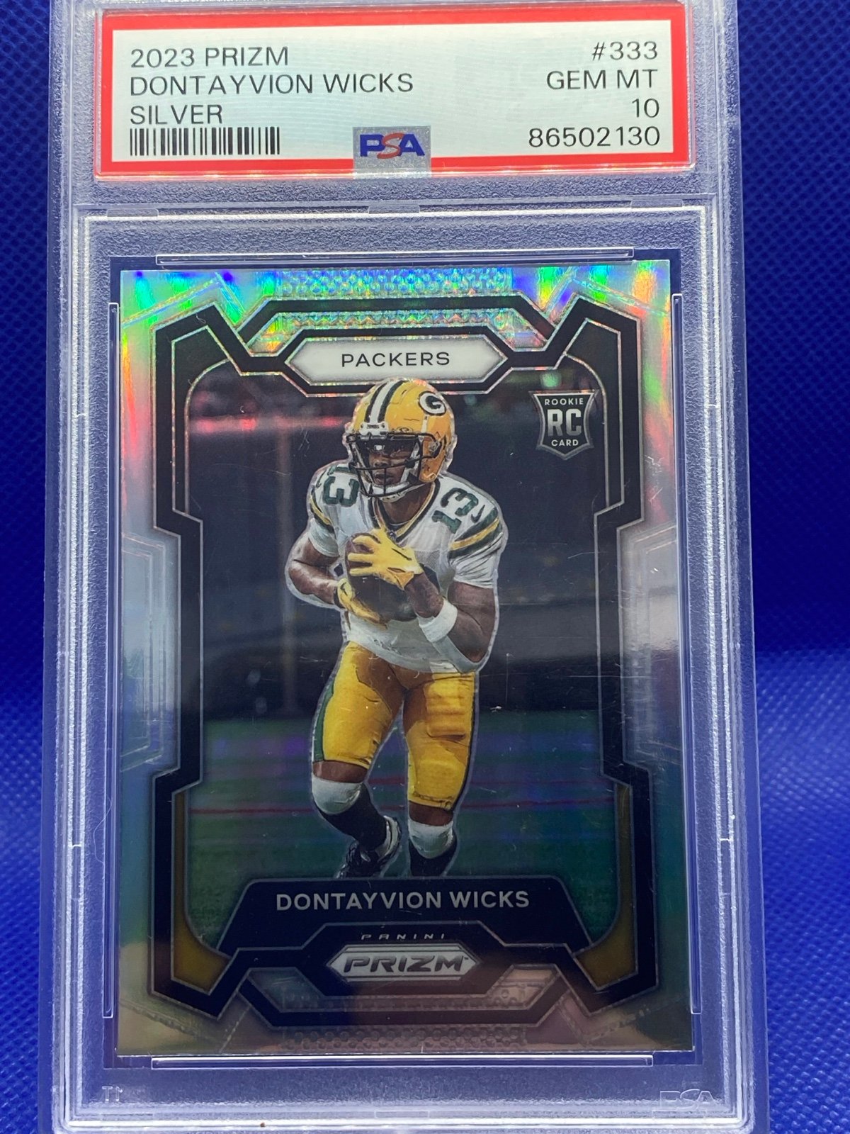 2023 Prizm Rookies Silver Prizm Dontayvion Wicks #333 PSA 10 GEM MT RC Pop 25