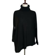 EILEEN FISHER Italian Merino Wool Turtleneck Neck Asymmetrical Knit Sweater S