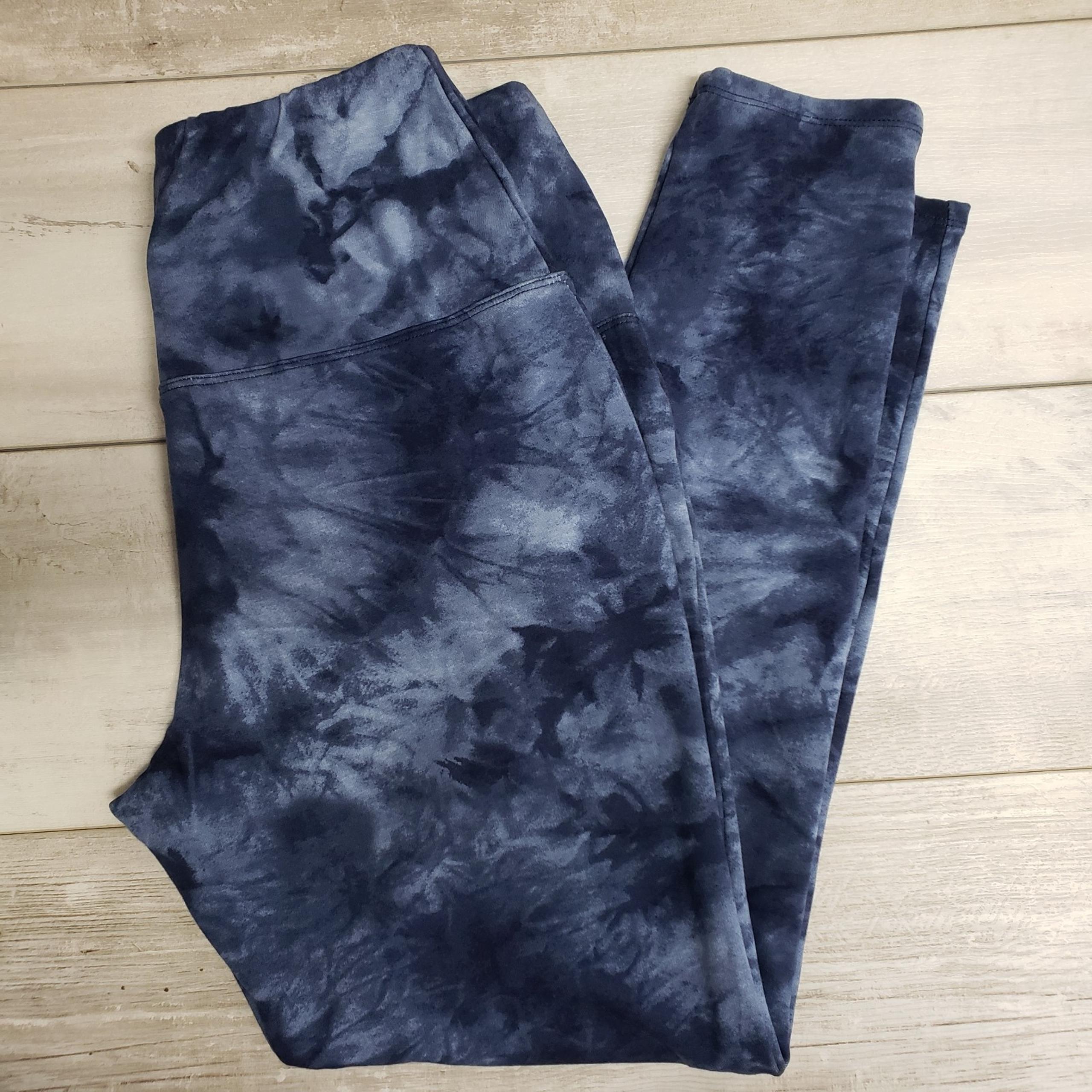 Rachel Zoe Leggings Womens Blue Tie Dye High Rise Large Activewear Athleisure