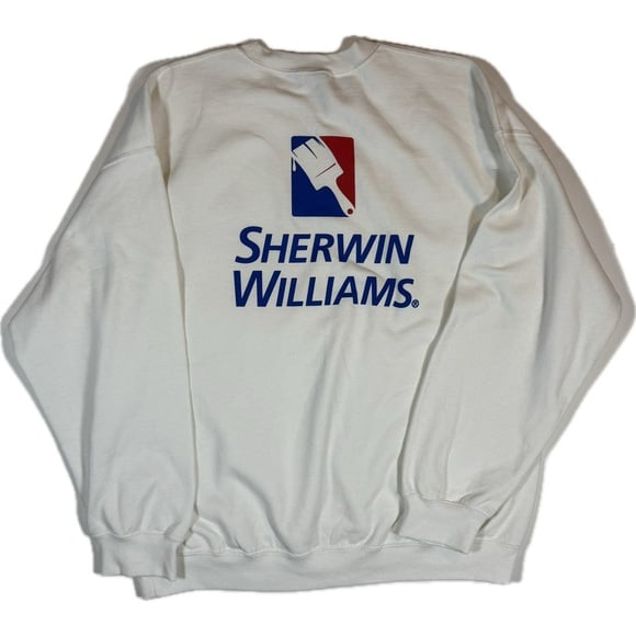 SHERWIN WILLIAMS White Crewneck Sweater Sweatshirt Sz XL Gildan
