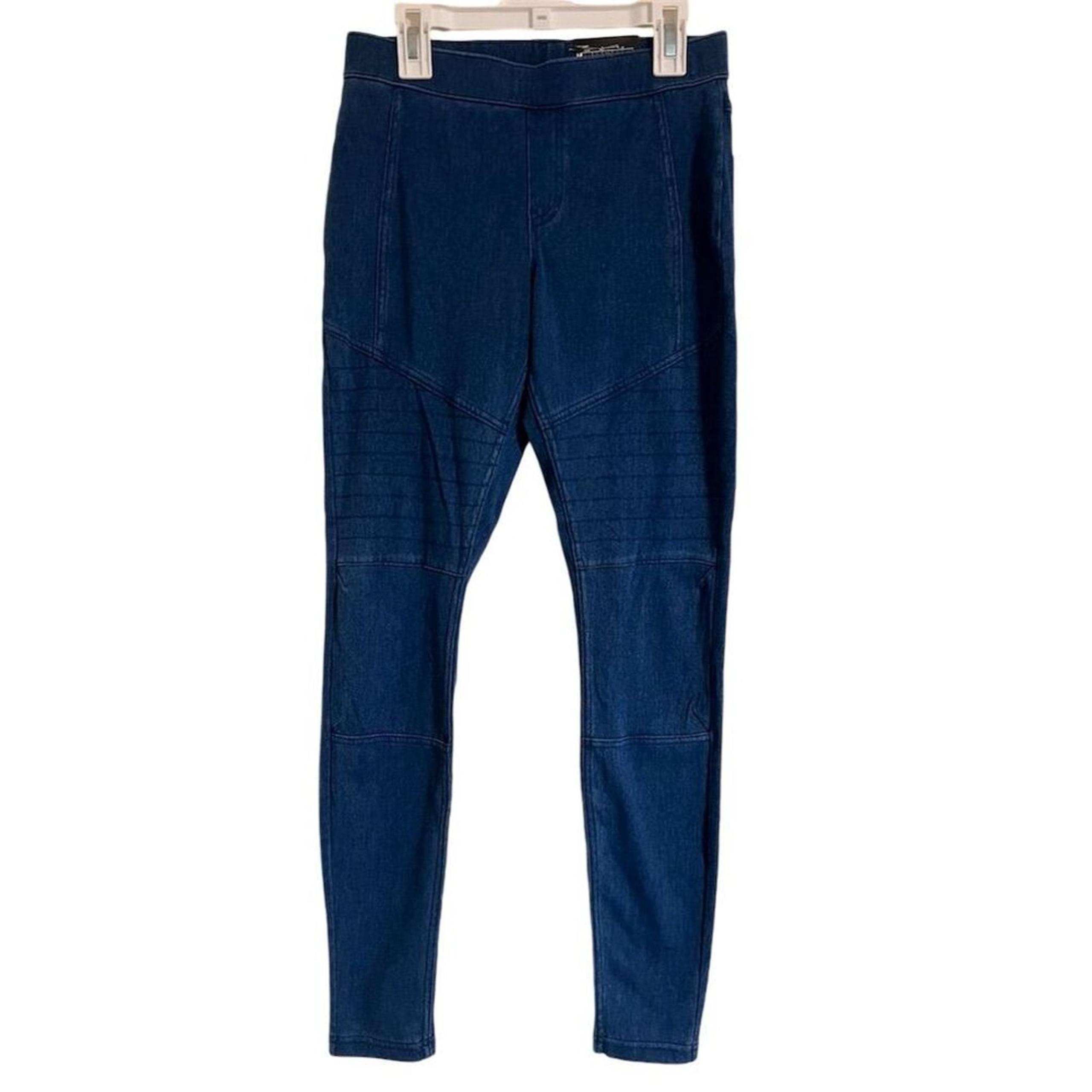 Moto Medium Blue Denim Wash Leggings XS High Waist Jegging - Hue