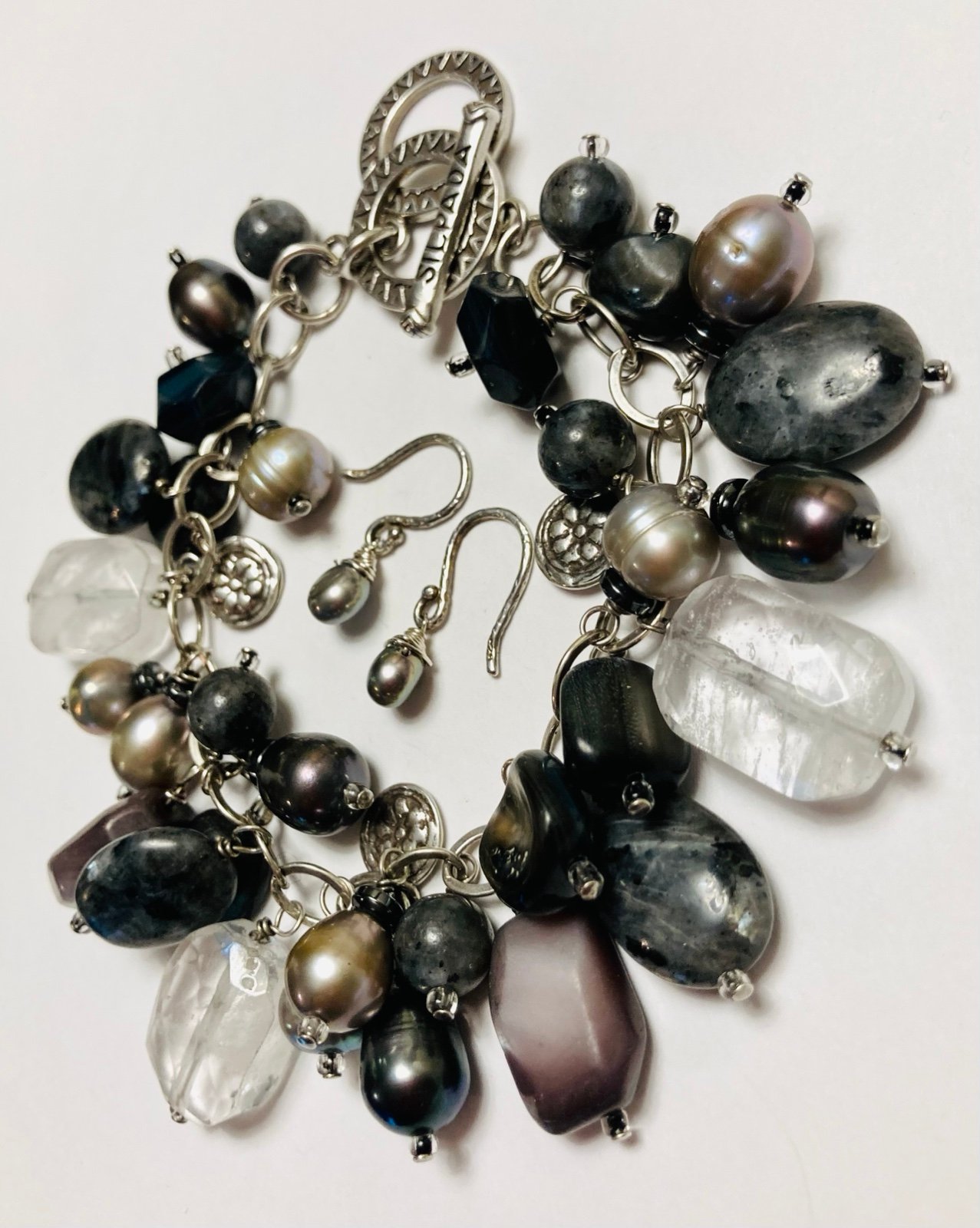 Silpada’s sterling Shades of Gray cha cha bracelet & matching earrings