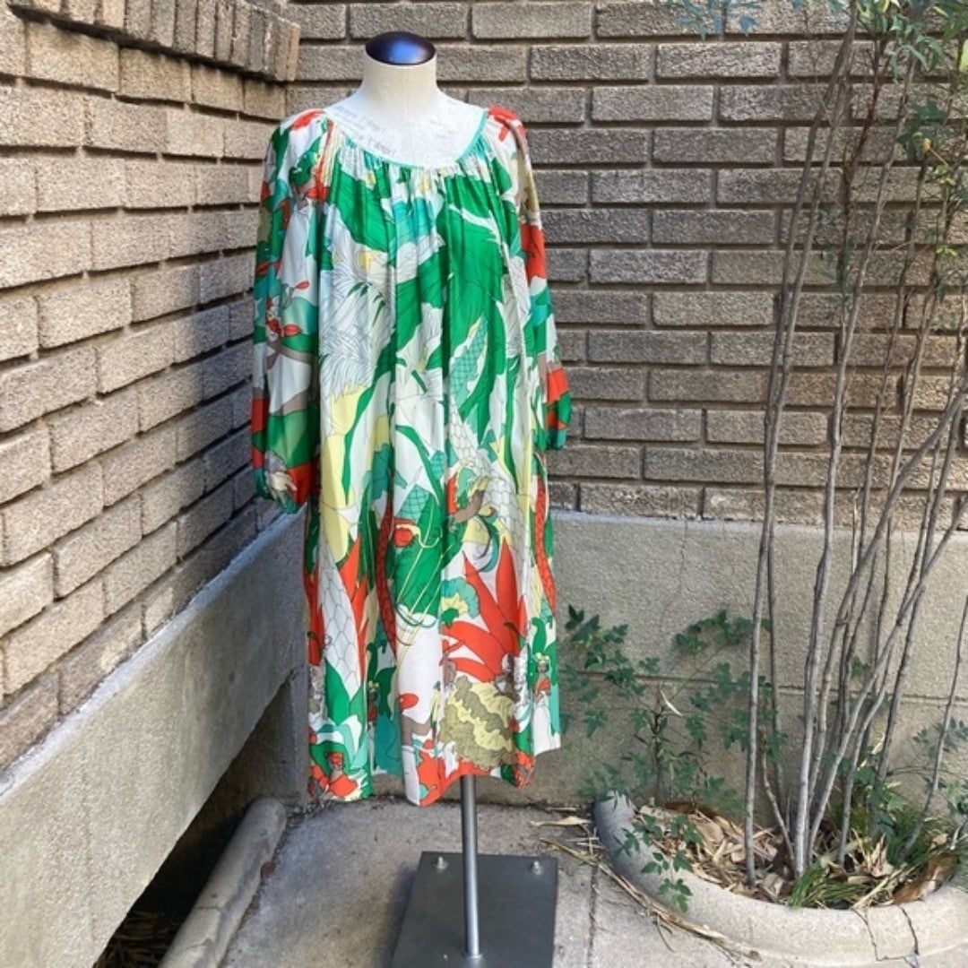 Vintage Reversible Floral Print Trapeze Mini Dress