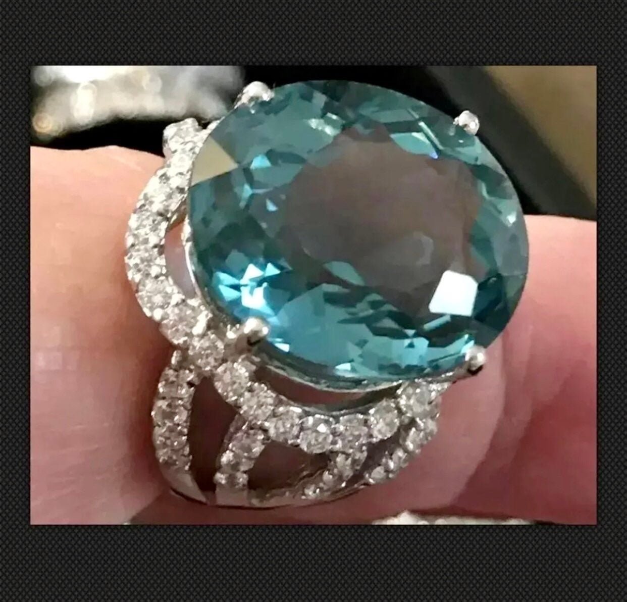 Genuine Aquamarine 16.80 ct Ring Sz 7 BN