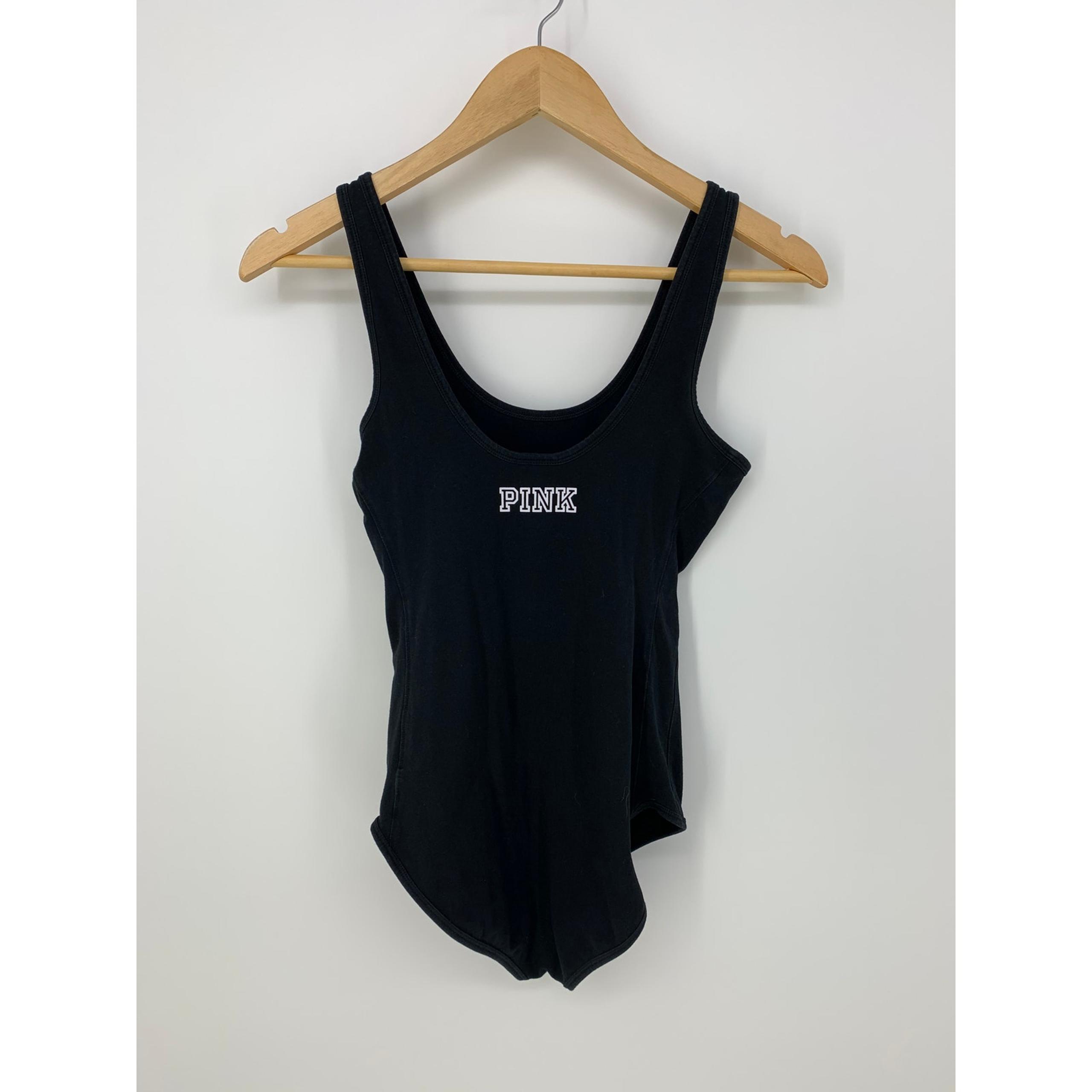 Victorias Secret PINK Womens Black Sleeveless Tank Top Bodysuit Size XS