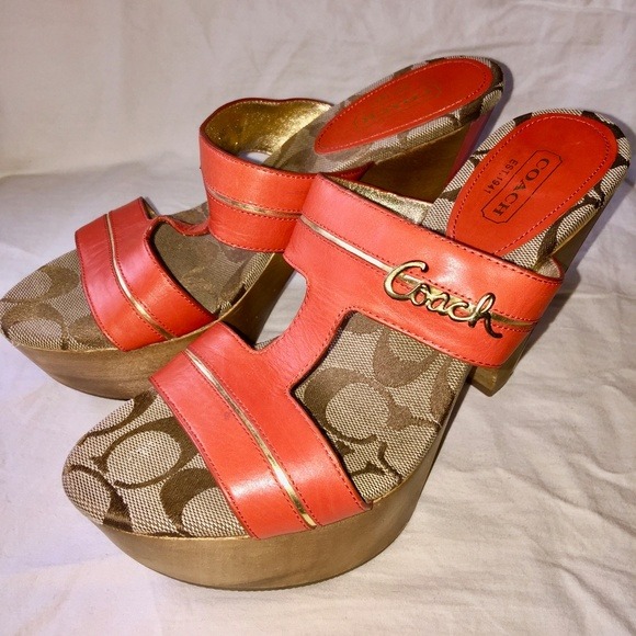 Coach Jonah Calf Vermillion Wedge
