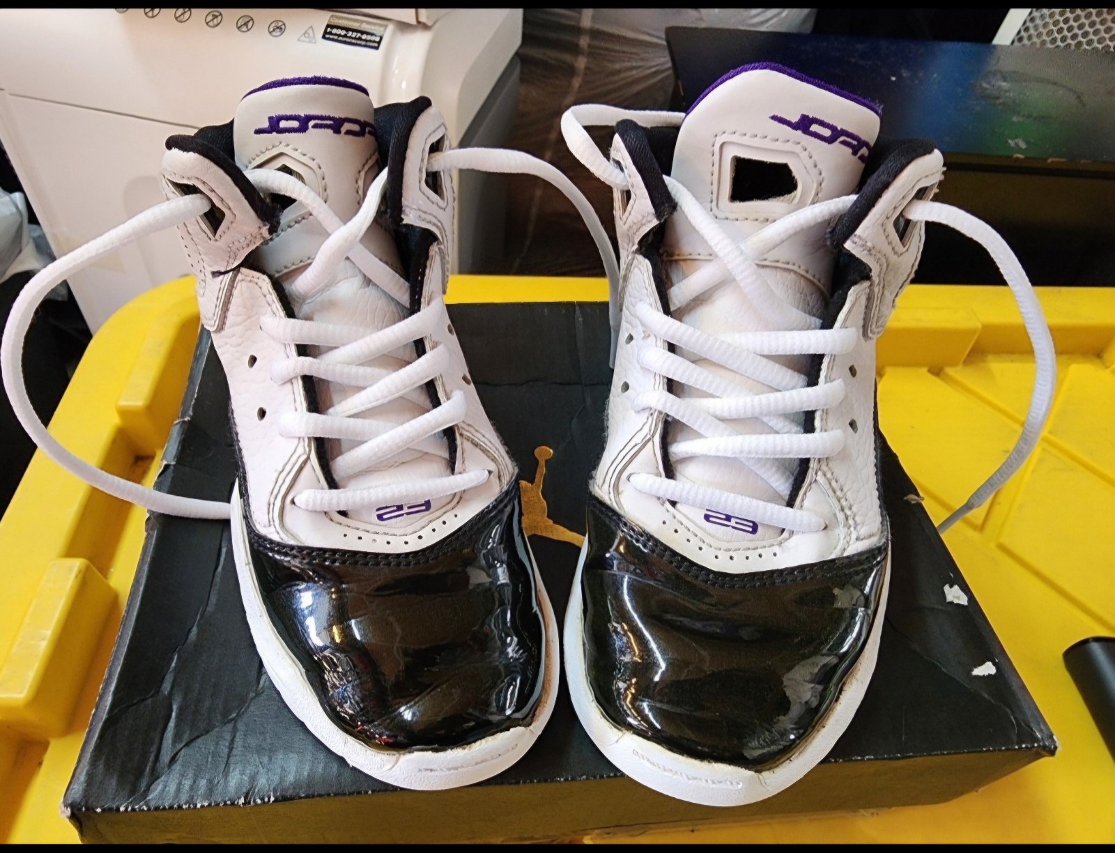 Kids Jordan 13 Retro (PS) White/Black - Court Purple 12c