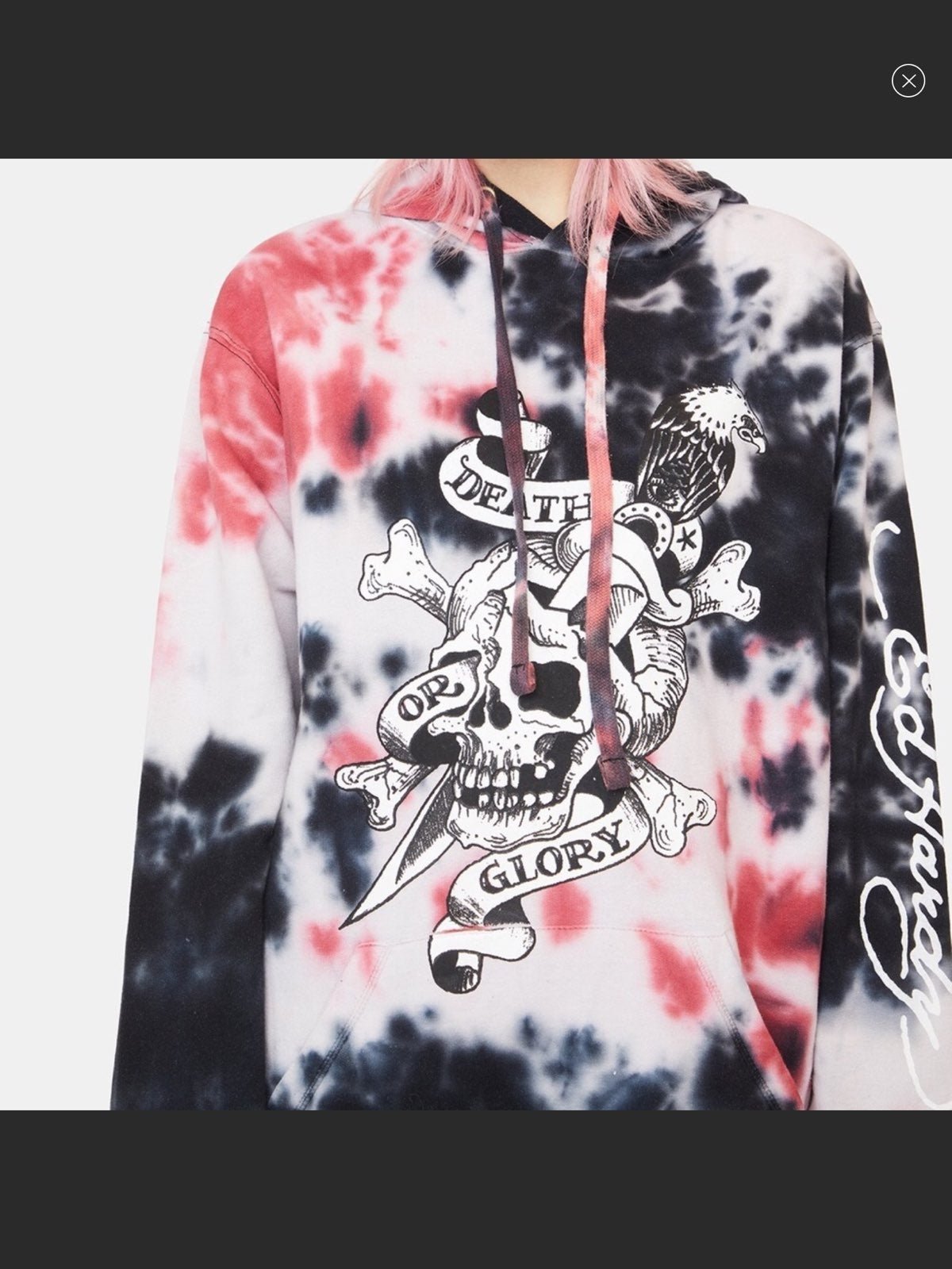 ED HARDY Storm tie dye skull hoodie
