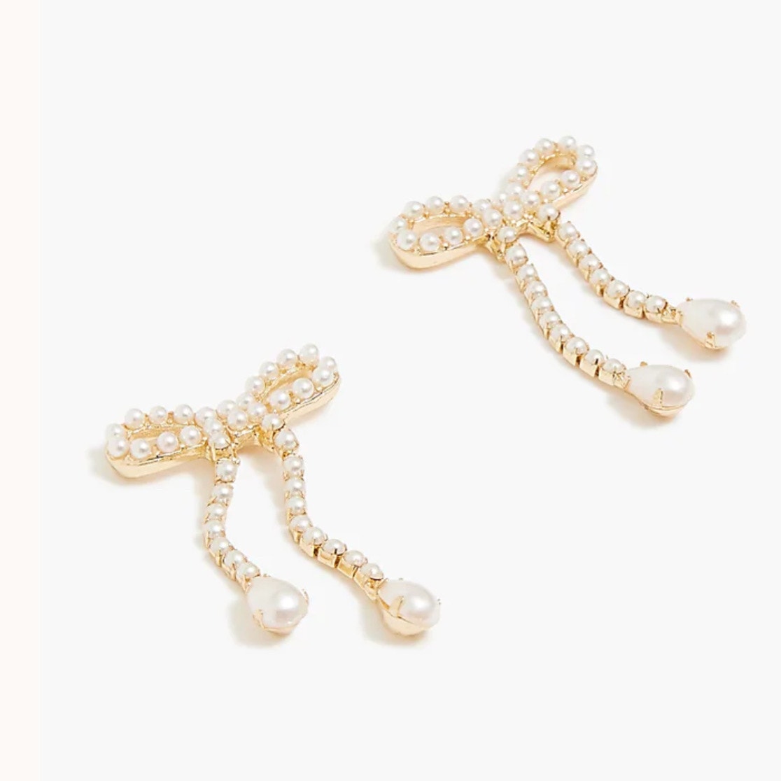 NWT J.Crew Pearl Bow Earrings Gold