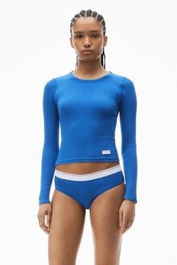 Alexander Wang Bodywear long-sleeve tee in ribbed cotton jersey Cobalt Blue