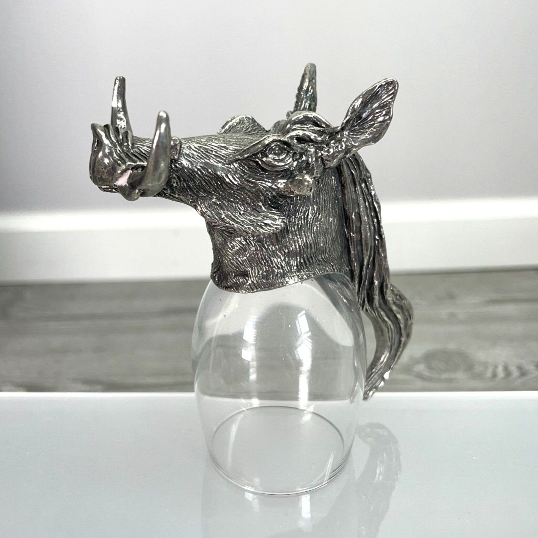 Frankli Wild Royal Selangor Boar Sculpted Animal Art Pewter Shot Glass Barware