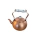 Small Copper Metal Ware Kettle Blue & White Ceramic Handle