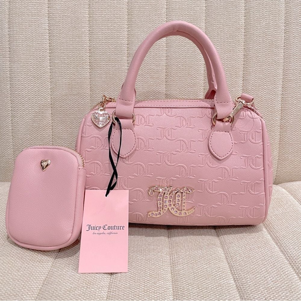 NEW Juicy Couture Pink Diamond All About That Bling Satchel Crossbody Bag