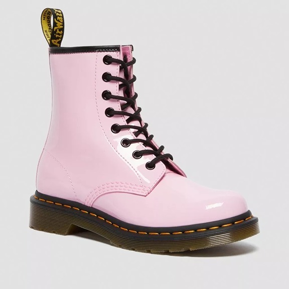 MARTENS 1460 Patent Leather Lace Up Boots, Size