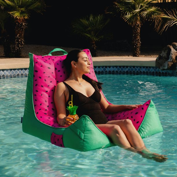 Big Joe Captain's Float No Inflation Needed Pool Lounger with Drink Holder,