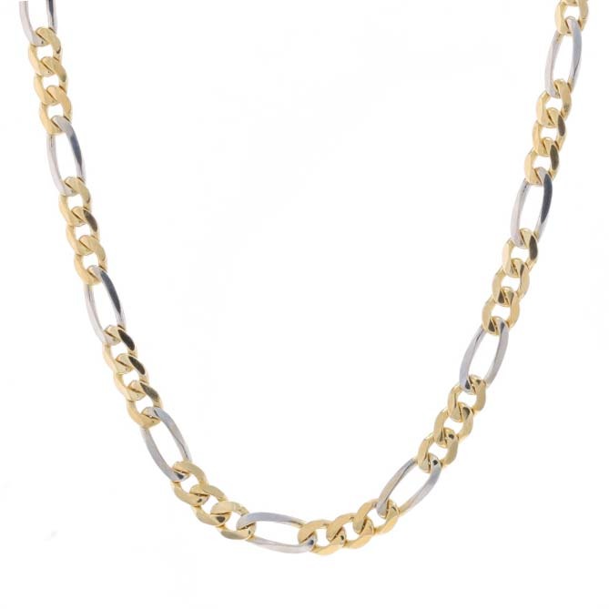 Yellow Gold Diamond Cut Figaro Chain Necklace 18 - 14k Italy LX0772
