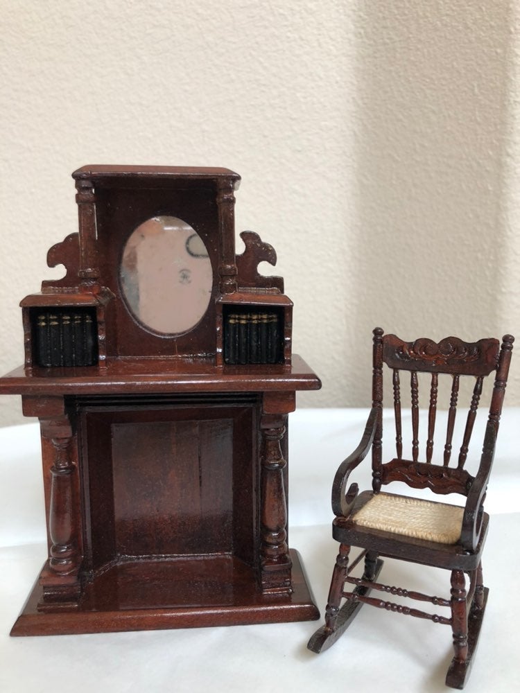 Dollhouse Fireplace Mantle Rocking Chair