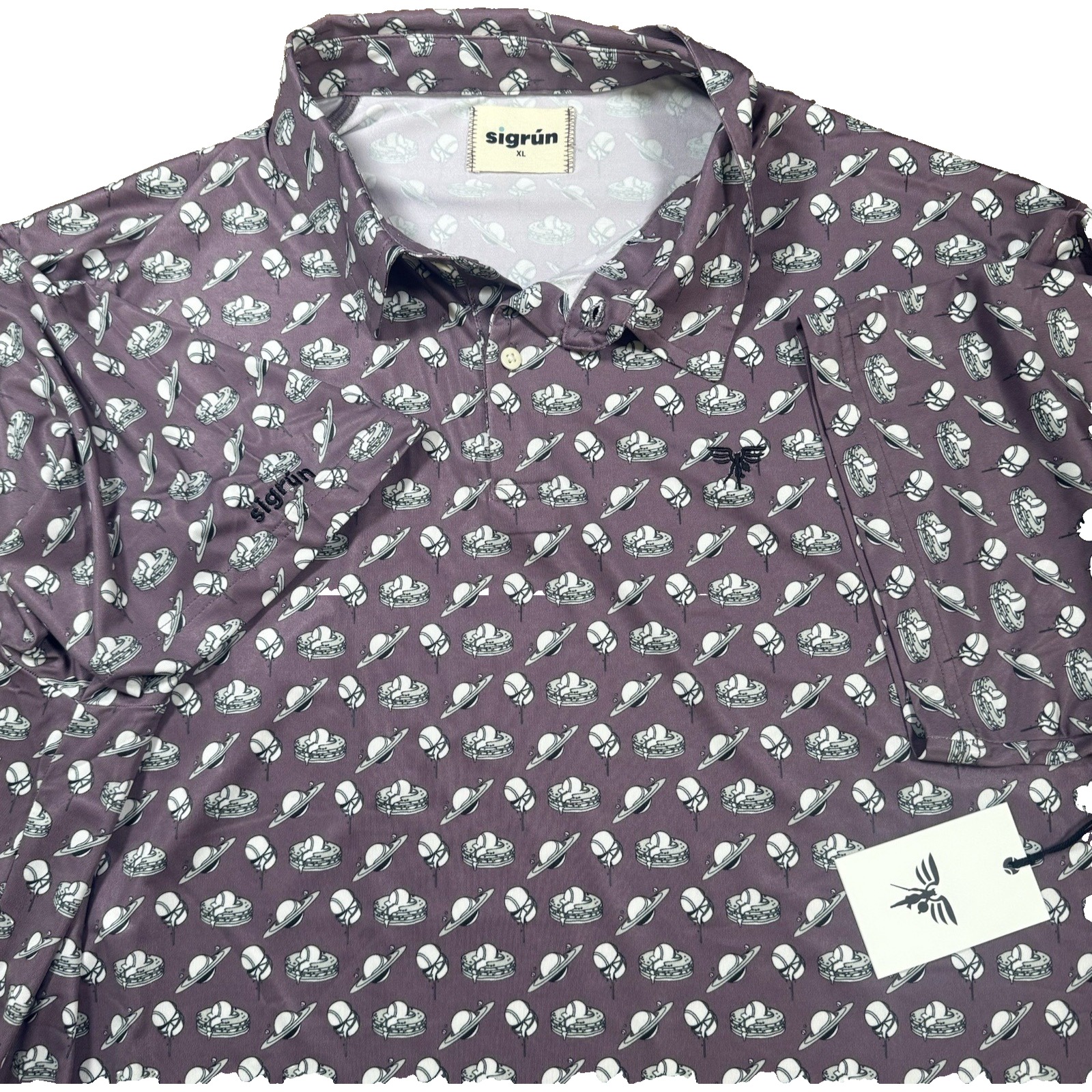 NEW Sigrun Tennis Polo Shirt XL Pancake Pattern Performance Purple NWT