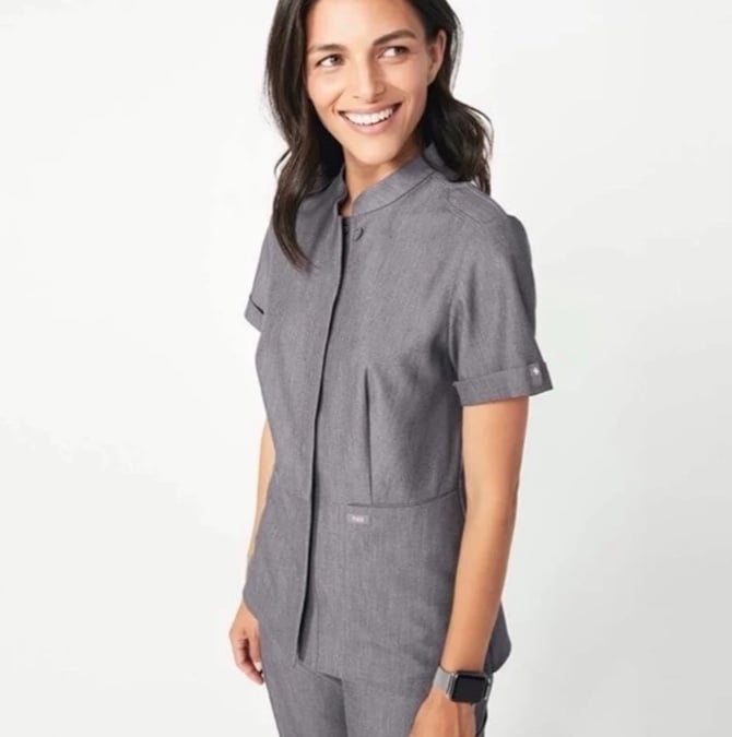 FIGS Epaulet Camp Scrub LIRA top in Black