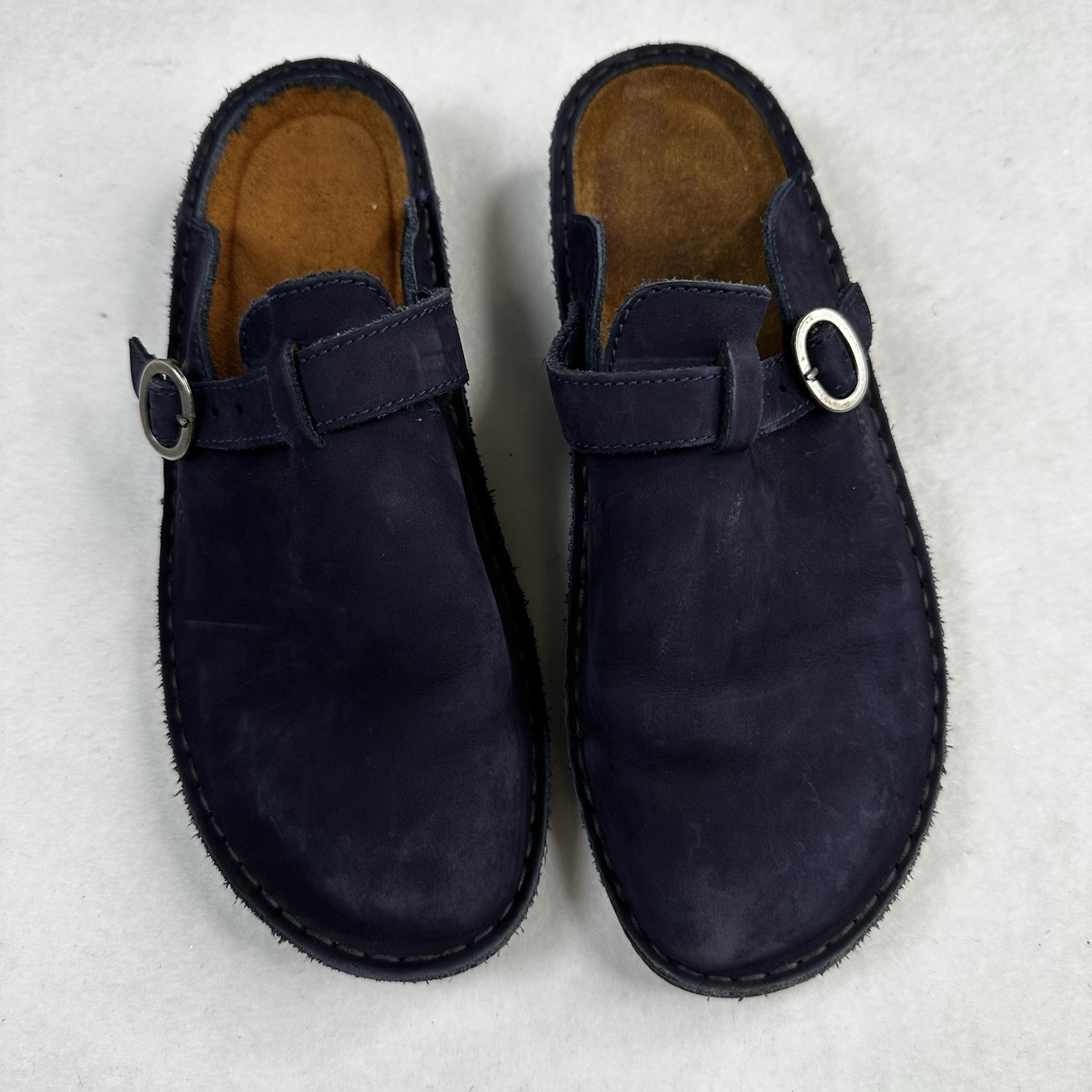 Naot 39 Blue Suede Mules Clogs Shoes US 8 Suede Leather