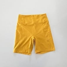 Women's Bandier LE ORE Lucca Recycled Stretch Biker Shorts Yellow High Rise Med
