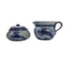 Gres de la Roche Blue Deer Salt Glazed 3 Piece Stoneware Sugar and Creamer Set