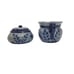 Gres de la Roche Blue Deer Salt Glazed 3 Piece Stoneware Sugar and Creamer Set
