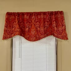 Vintage Wilkinson’s Red Paisley Beaded Accent Fringe Window Valances Set of 2