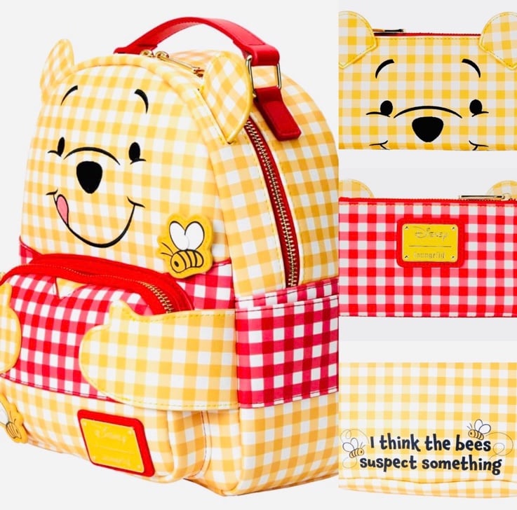 NWT Disney Parks Loungefly Winnie the Pooh Gingham Cosplay Backpack & Wallet 2pc