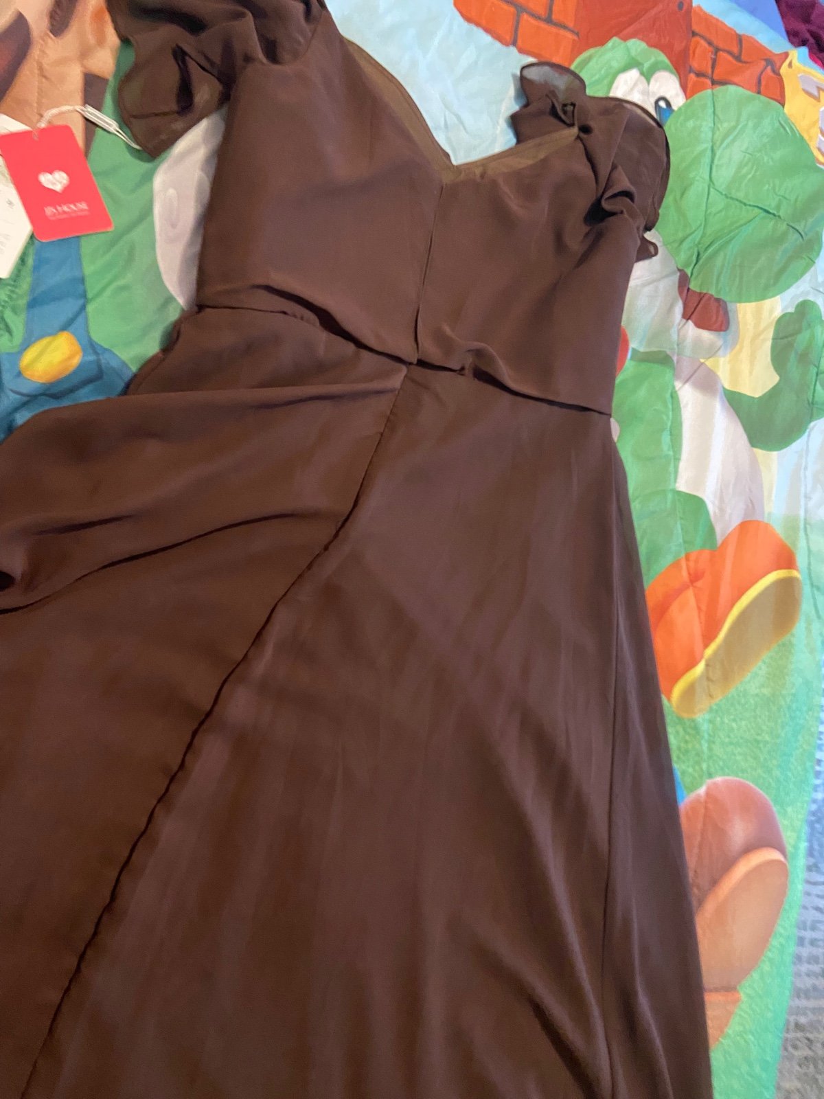 A-Line V-neck Floor-Length Chiffon Junior Bridesmaid Dress With Ruffle