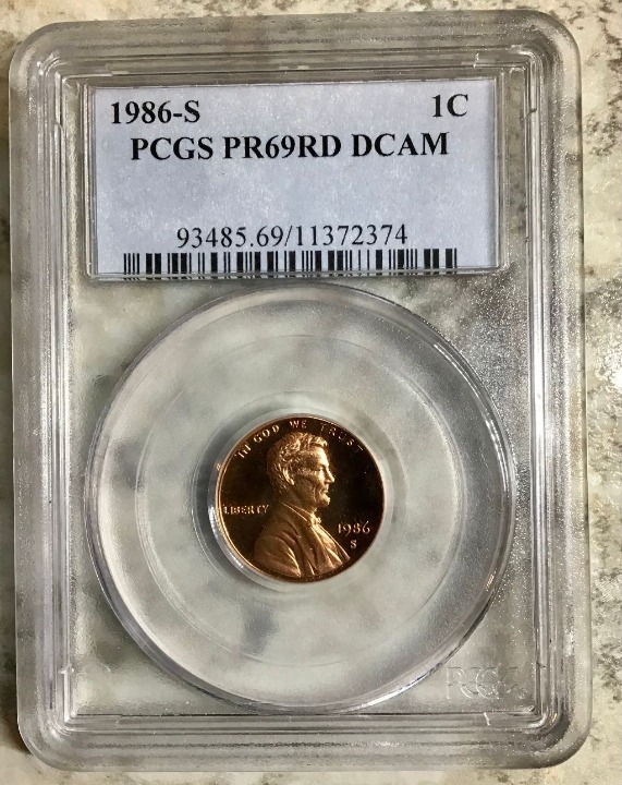 1986-S Lincoln Memorial Cent PCGS Certif