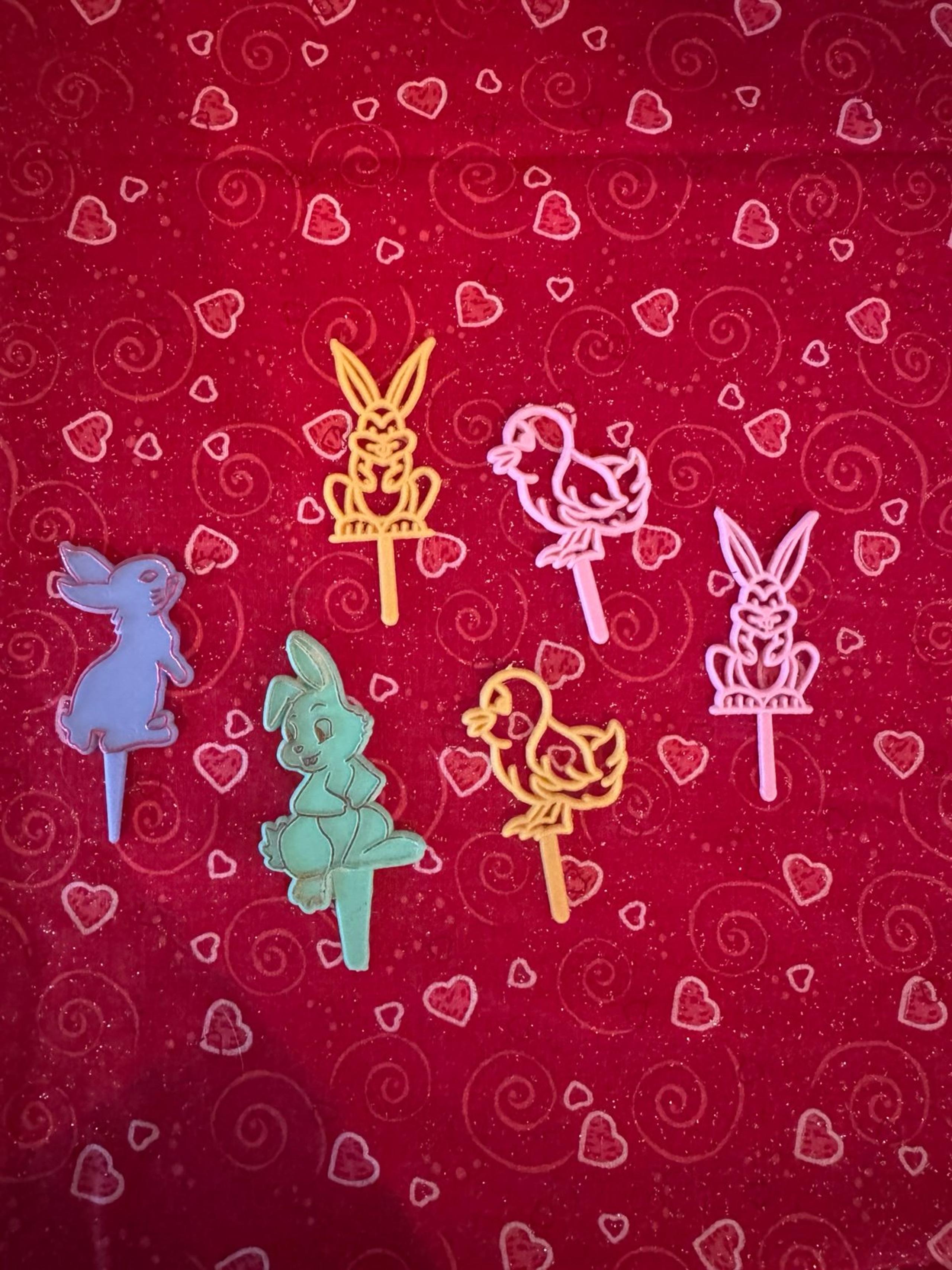 Vintage Easter Cupcake Toppers Bunnies, Ducks,