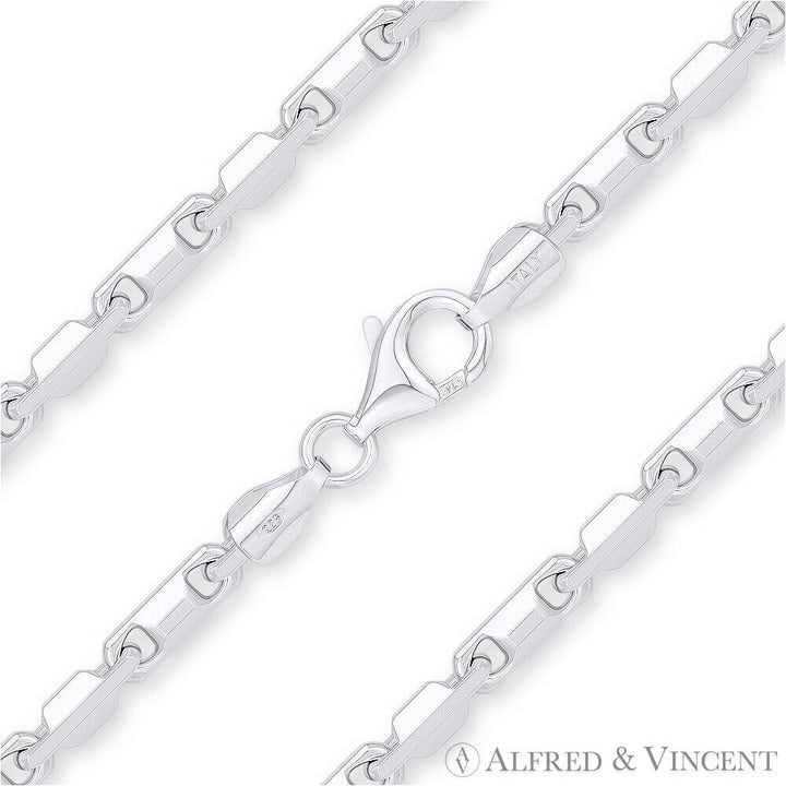 3.5mm Heshe Bar Link Italian Chain Necklace in .925 Sterling Silver - 18
