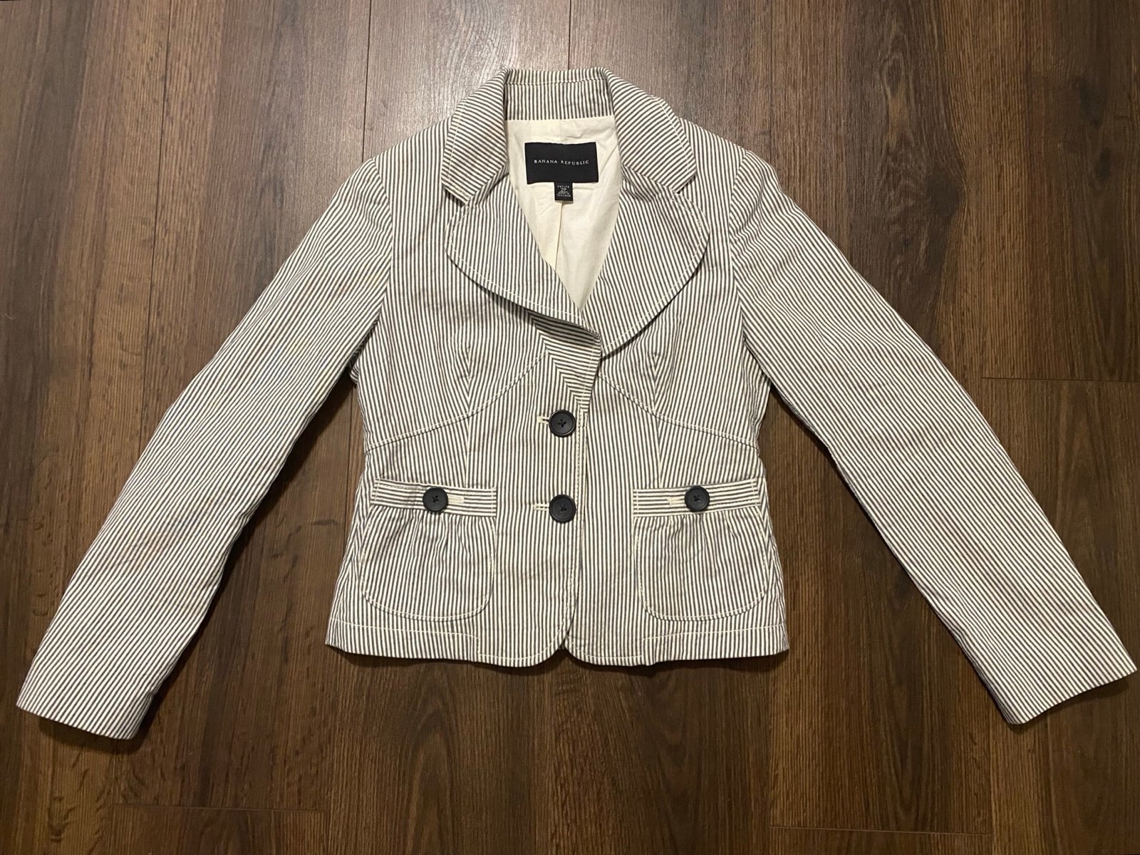 Women’s Banana Republic Blue Pin Stripe White Blazer Jacket 2P