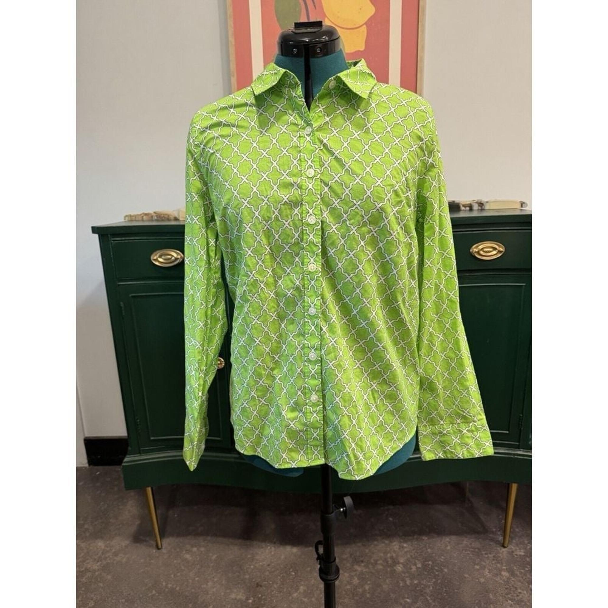 Crown And Ivy Lava Lime Essentials Med Long Sleeve Shirt NWT
