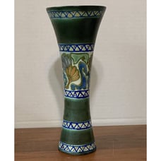1920'S GOUDA HOLLAND Trumpet Vase Art Nouveau Hand Painted and Signed