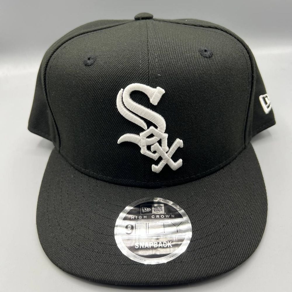 Chicago White Sox Hat Men Black High Crown 9Fifty New Era Snap Back Cap New