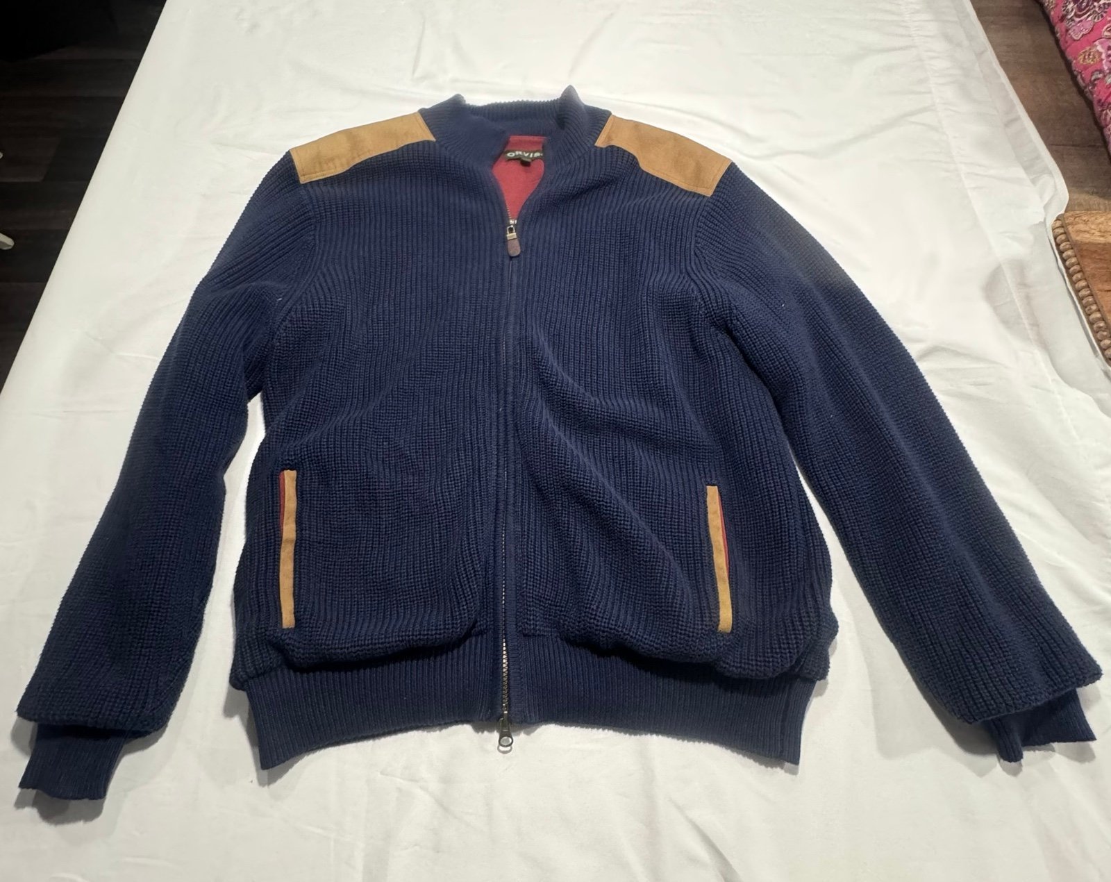 ORVIS CASUAL CARDIGAN FULL ZIP THICK SWEATER. 2 ZIPPER COMFORT STYLE. SIZE L