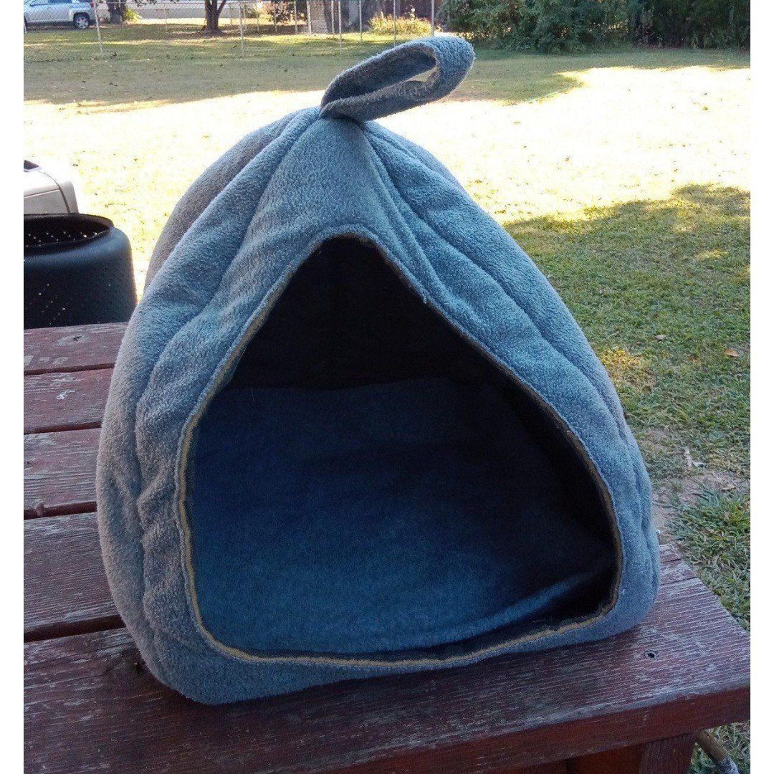 Fur Haven Gray fleece pet dome tent bed small dog or cat