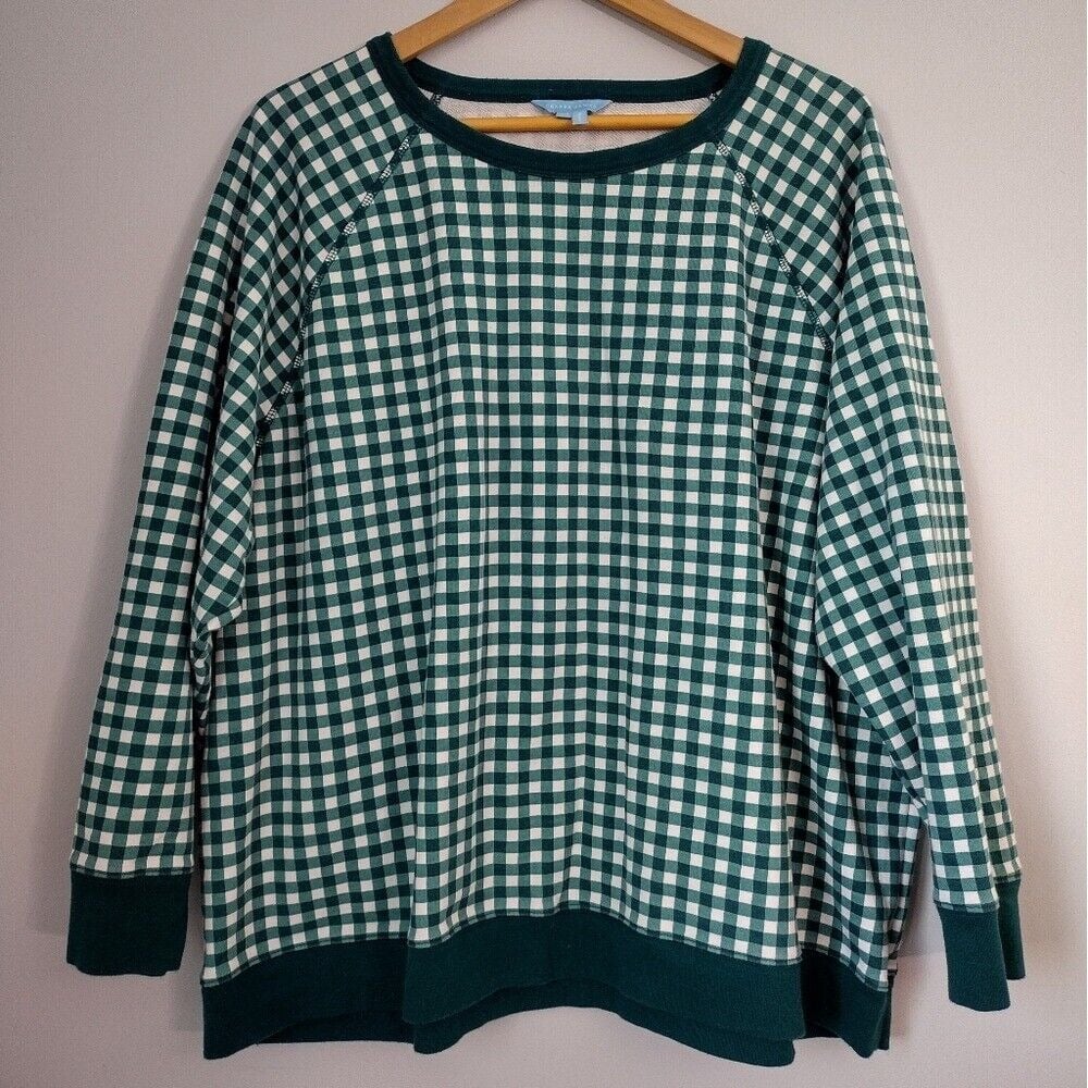 Draper James 100% cotton gingham pullover sweatshirt