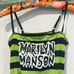 Unreleased Marilyn Manson/Dolls Kill Green Black Striped mini Dress medium new