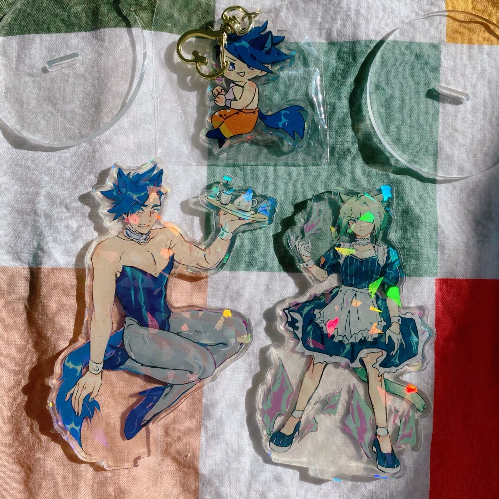Promare Galo Thymos & Lio Fotia Holographic Maid Acrylic Stands & Keychain