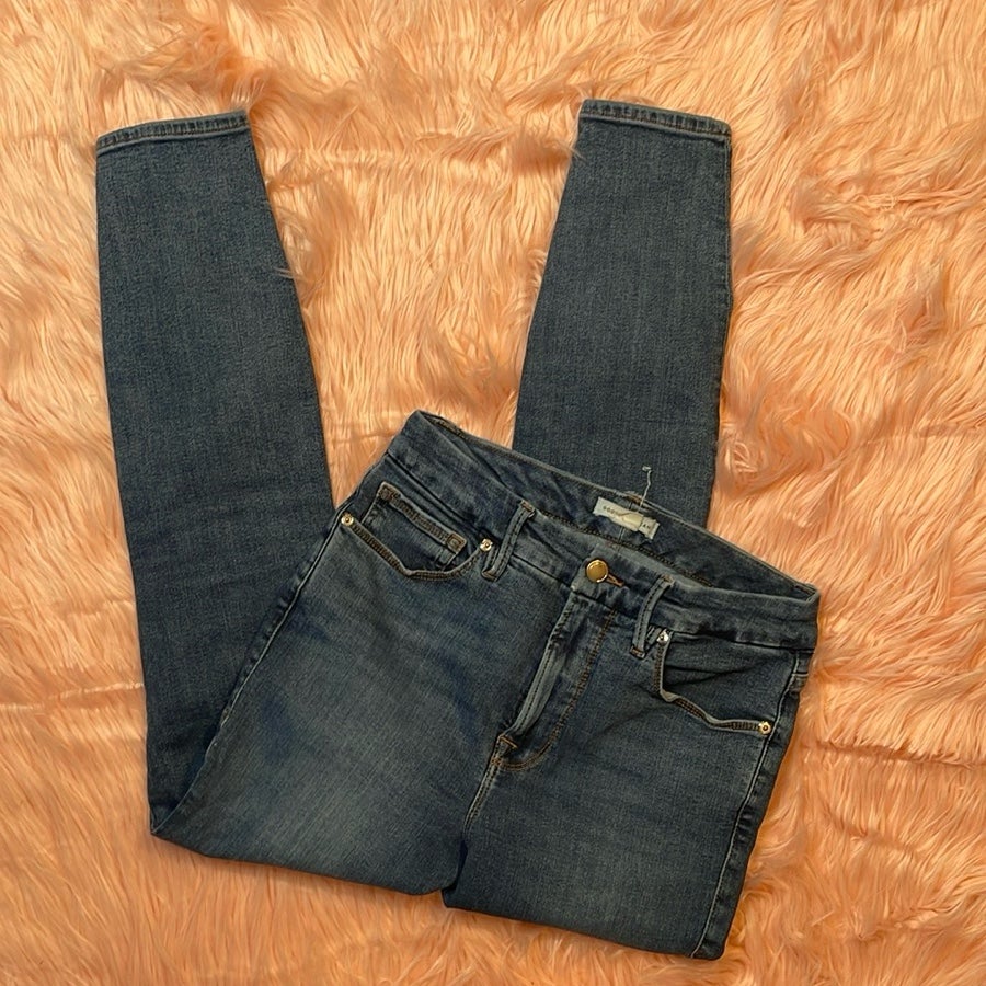 Good American Medium Wash Good Skinny Stretch Mid Rise Jeans Size 6/28