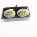 Vintage Green Jade Cufflinks Gold Tone