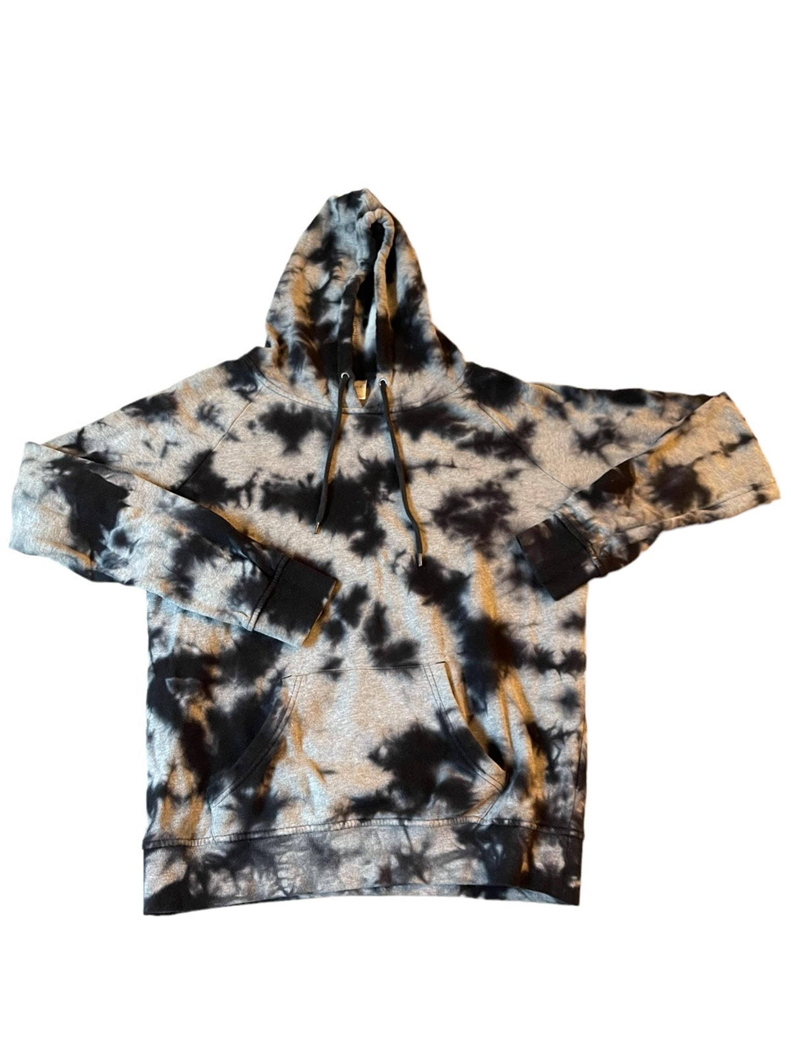 Zine Men’s Tie-Dye Black And Gray Pullover Hoodie Size Small Streetwear Casual