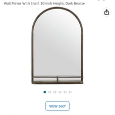 Amazon Brand – Stone & Beam Modern Round Arc Iron Hanging Wall Mirror With Shelf