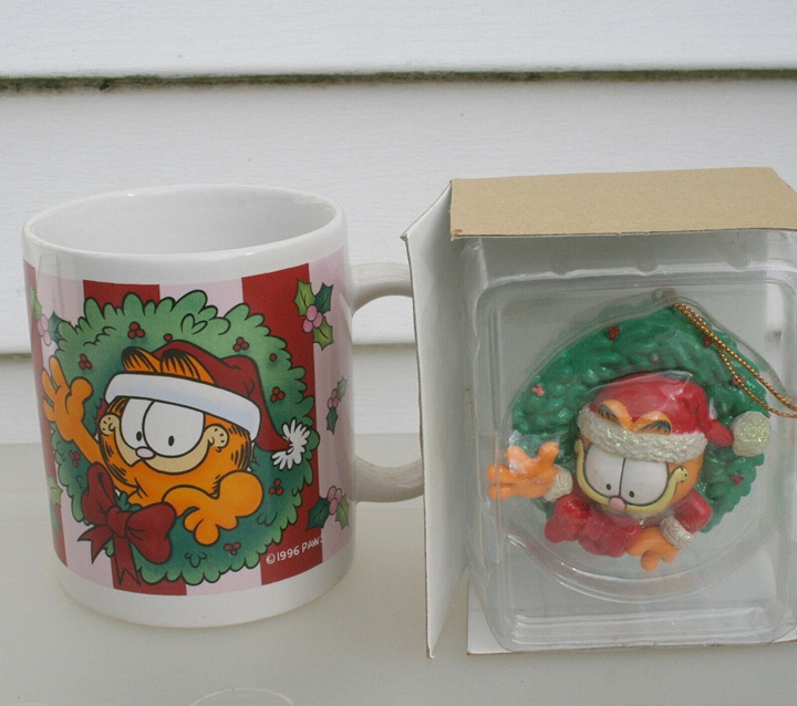 Garfield Mug with Christmas Ornament NIB LOT 3