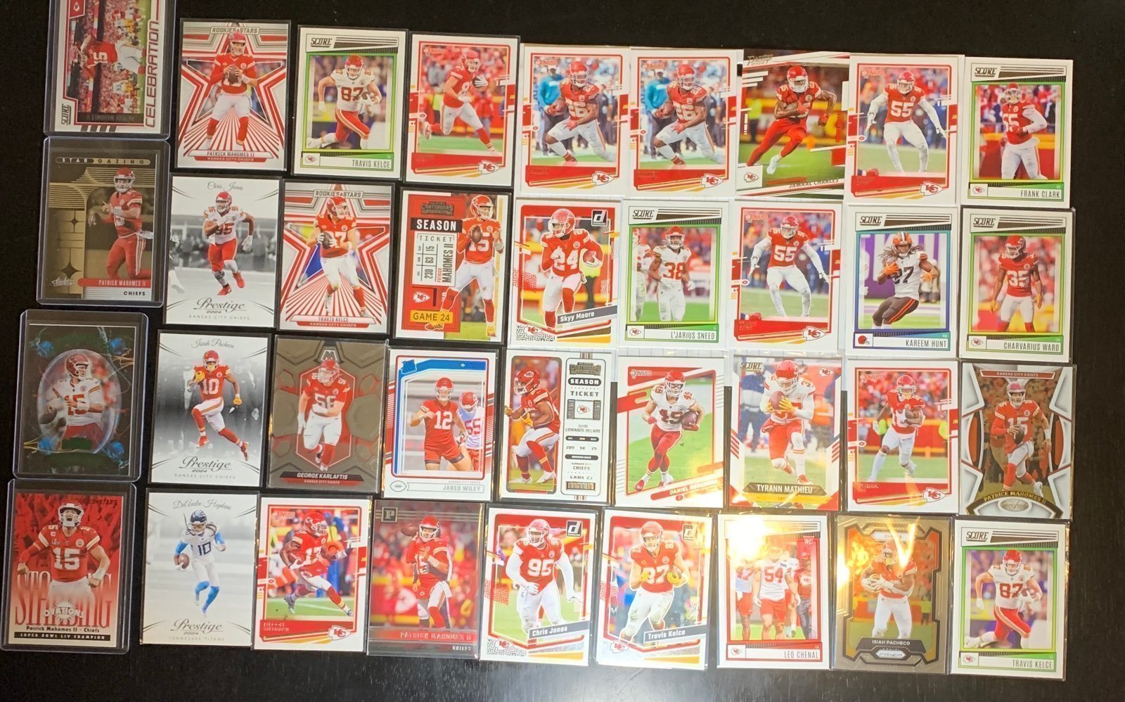 2020-2024 Kansas City Chiefs football card lot mahomes, Kelce