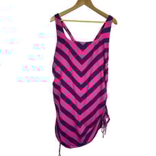 Lands’ End Plus 22W Swim Dress One-Piece Modest Pink Blue Chevron